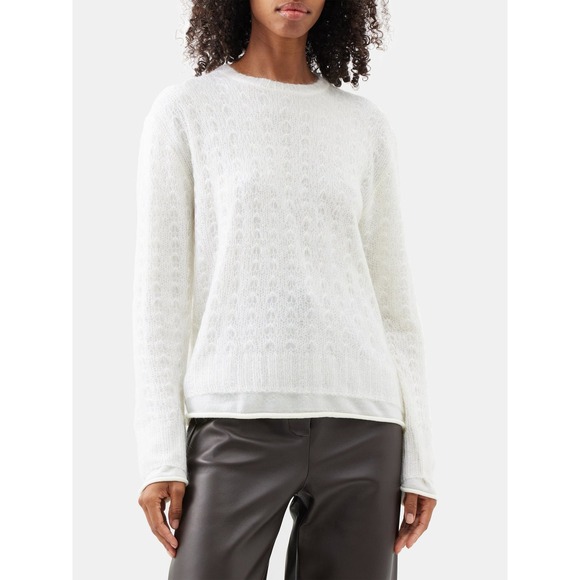 Toteme Sweaters - Toteme Mohair Lace Knit Sweater Cream Ivory Ecru Crewneck Size‎ Medium